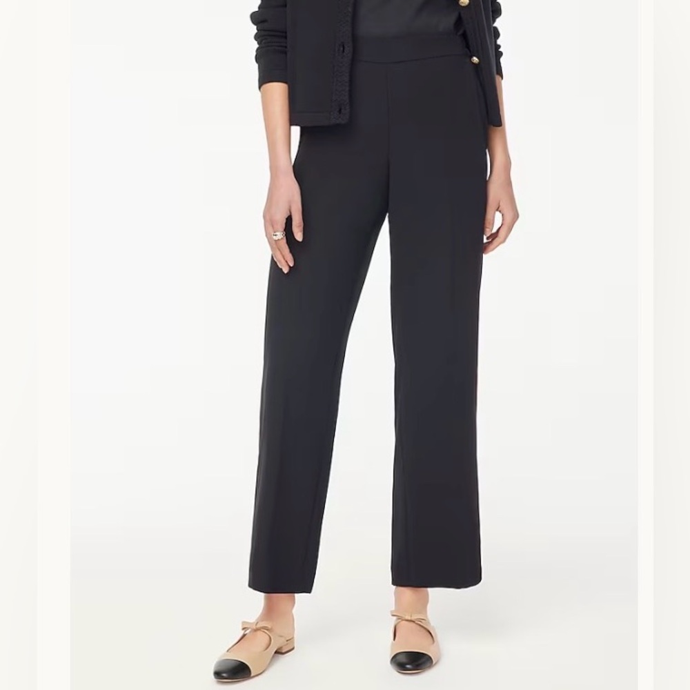 J. Crew Factory black ankle length wide leg stretch trousers, size 6, flawless